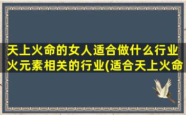 天上火命的女人适合做什么行业 火元素相关的行业(适合天上火命女人的行业及职业发展建议，探索最适合的职业发展方向)